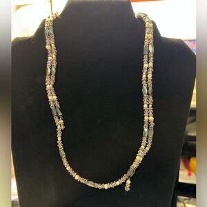 Elegant Black, Pink & Silver Magnetic Beaded Necklace